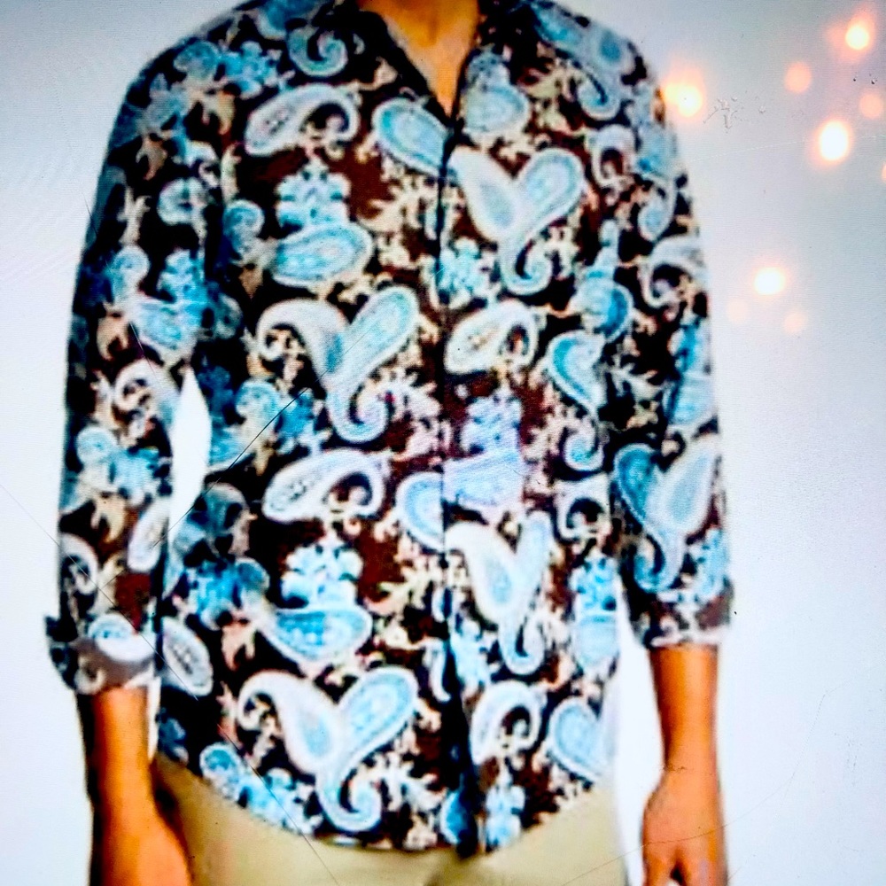 Tasso Elba Men’s Brown and Blue shirt